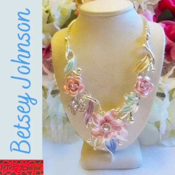 Betsey Johnson Jewelry - Enchanting Crystal Rhinestone Lovely Pastel Floral Pendant by BJ - BLACK FRIDAY